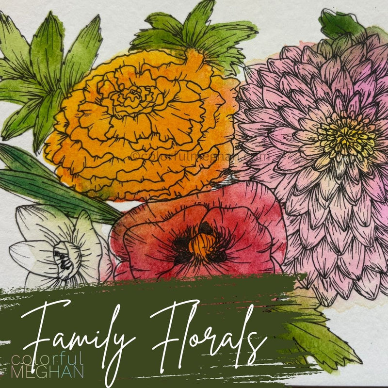 custom birth flower painting with 4 flowers
