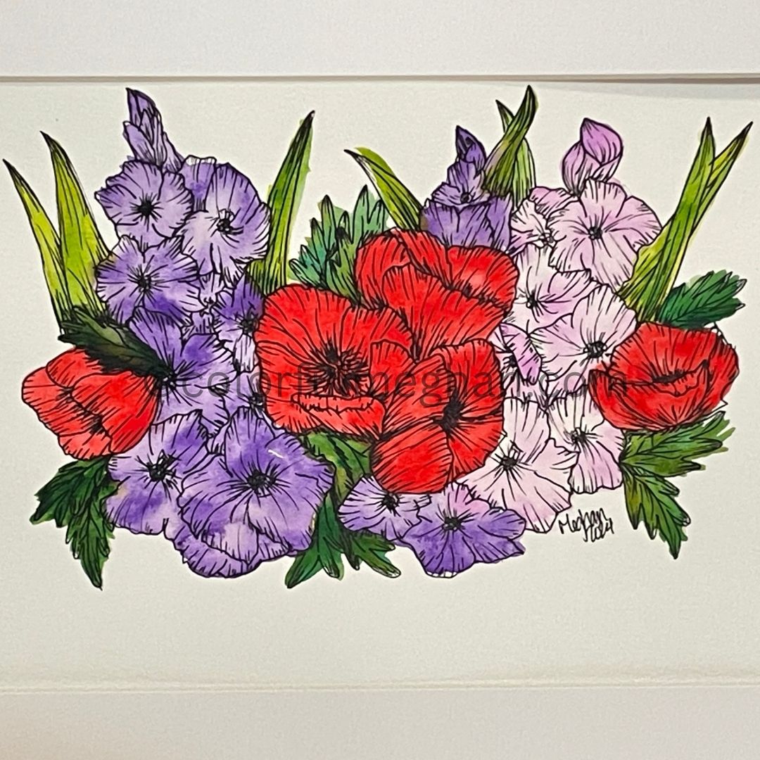 August Birth Flower Original Watercolor Painting