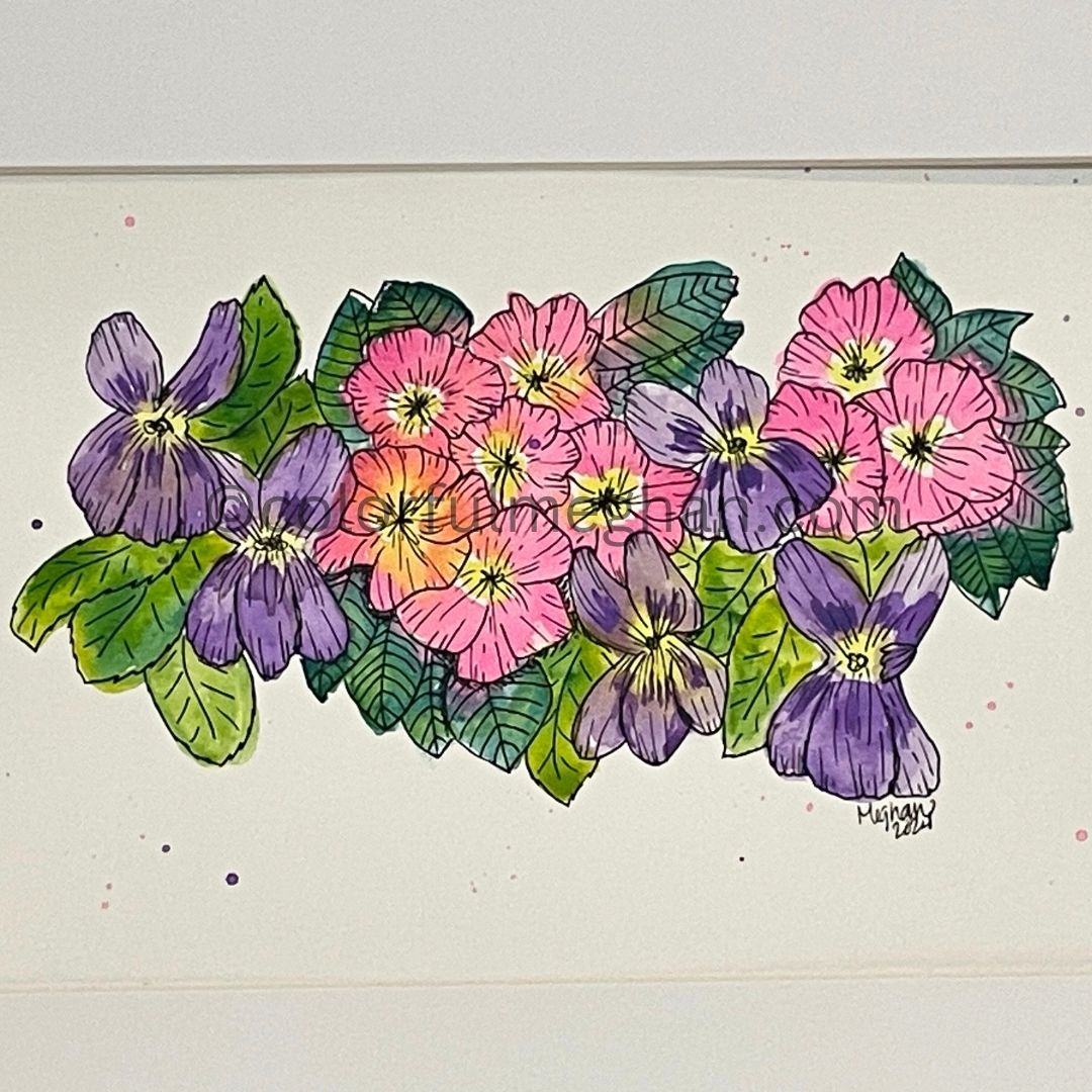 February Birth Flower Original Watercolor Painting