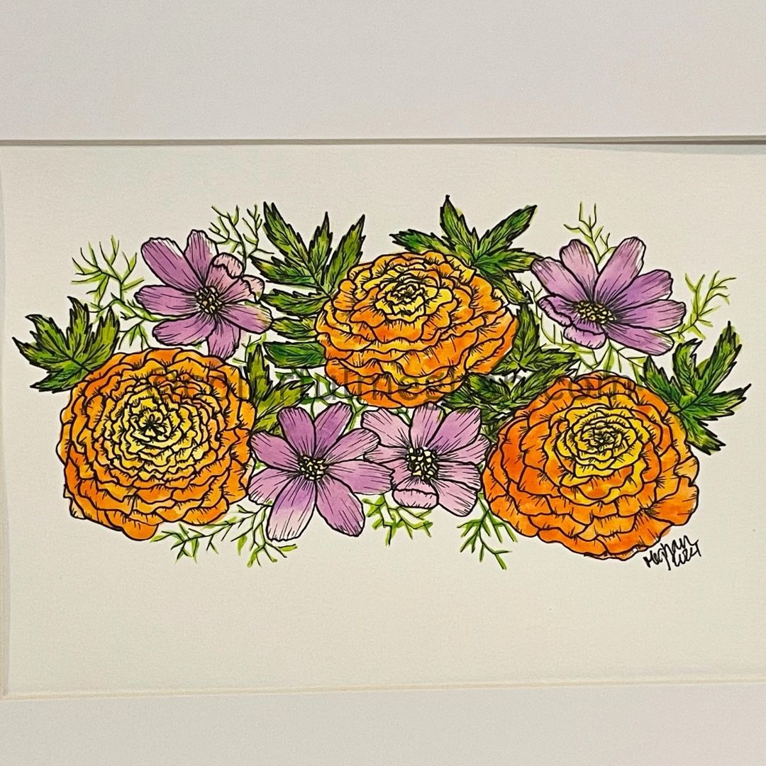 October Birth Flower Original Watercolor Painting