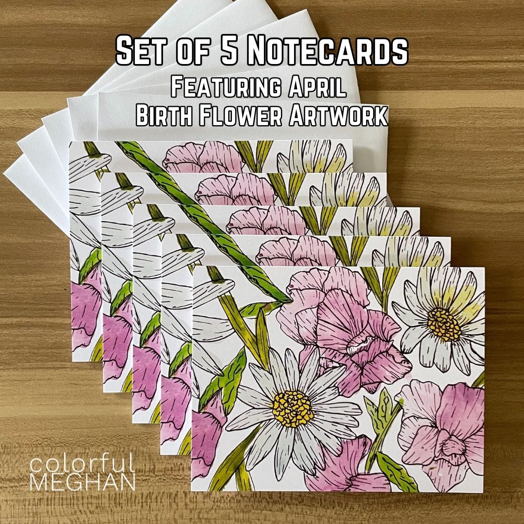 Birth Flower Notecards 5-Pack – Blank Inside