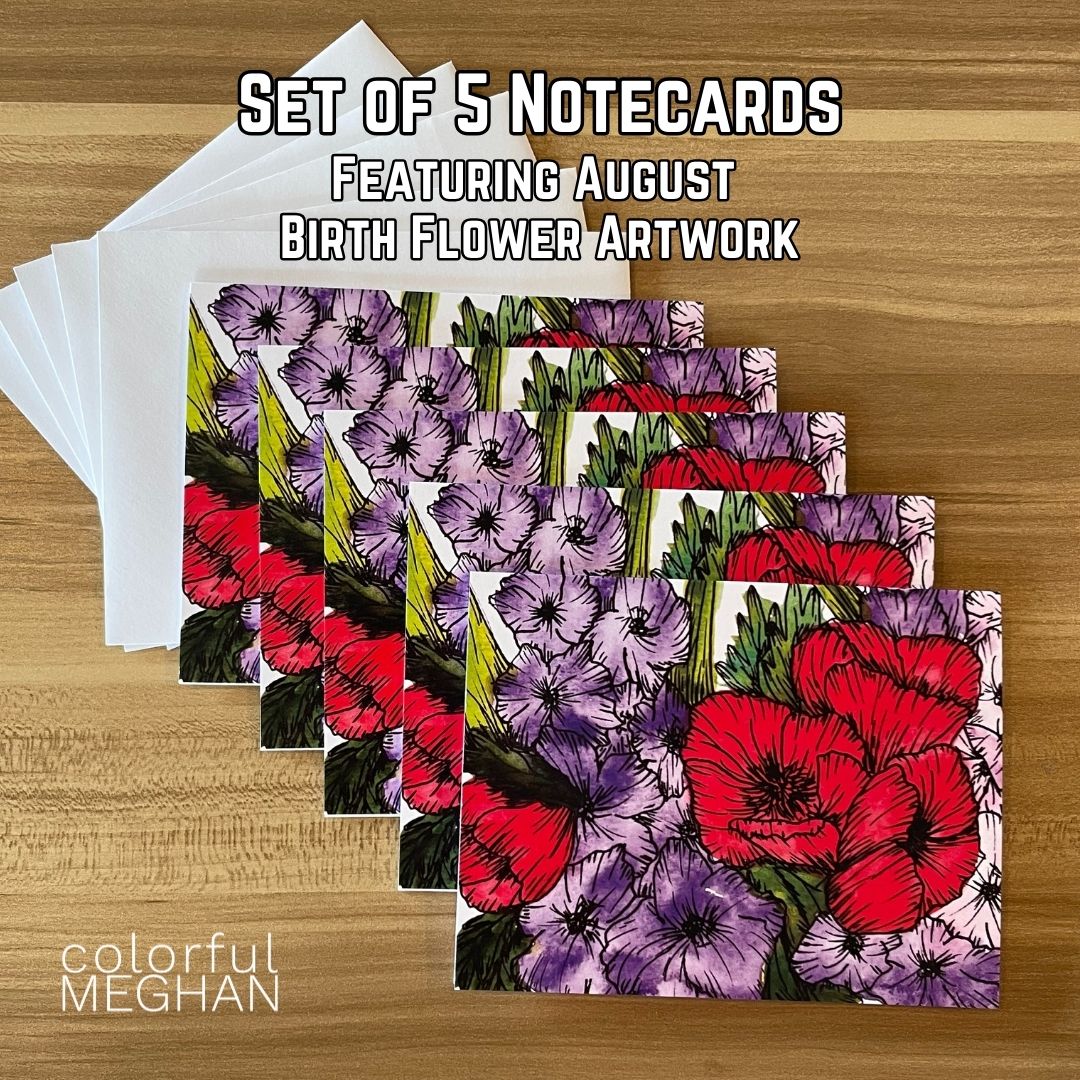 Birth Flower Notecards 5-Pack – Blank Inside