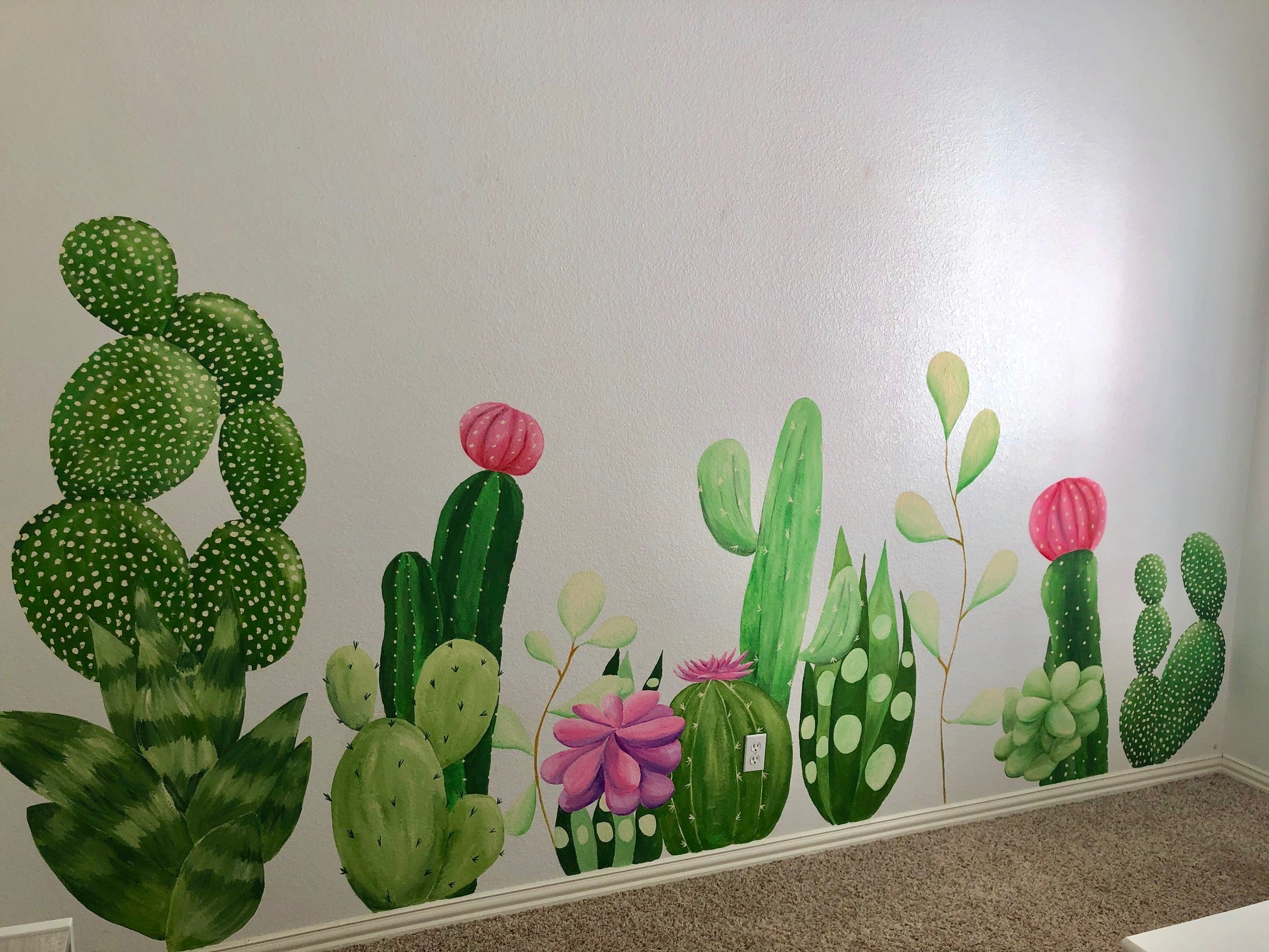 cactus and succulent mural