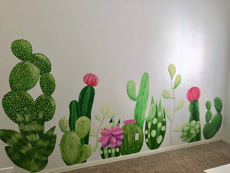 cactus and succulent mural