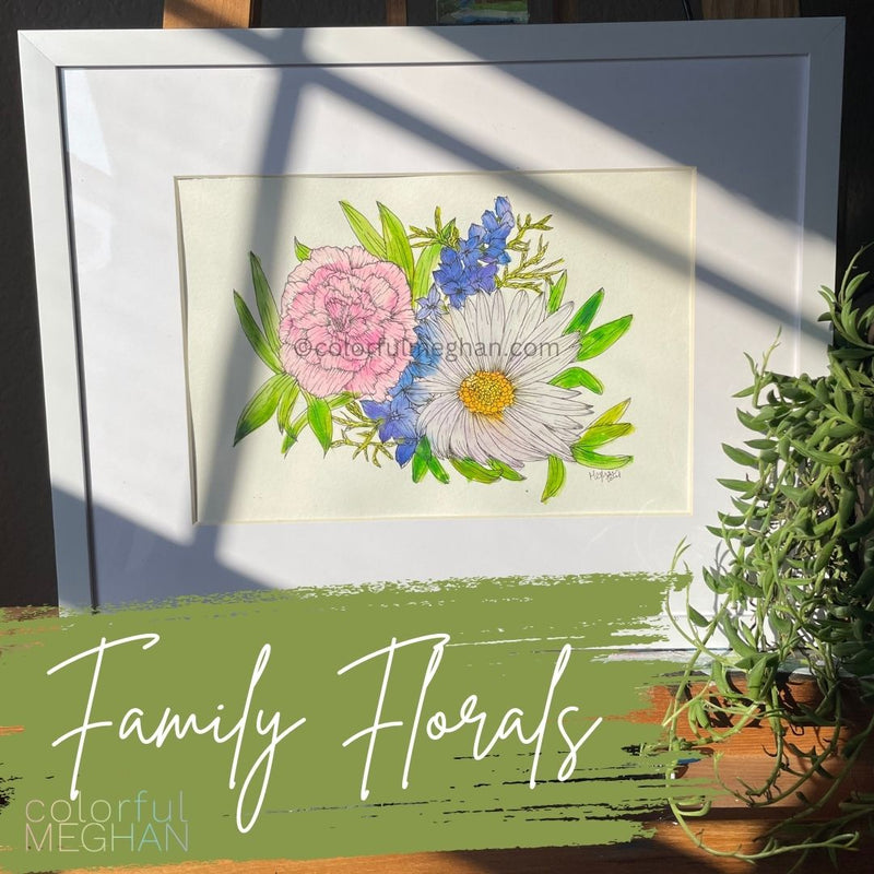 custom birth flower painting with 3 flowers
