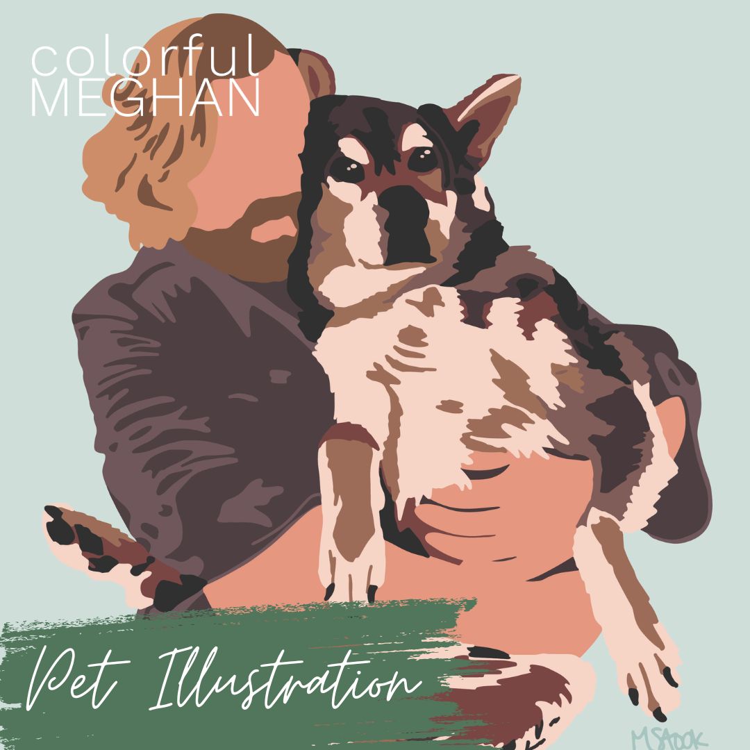 custom pet illustration of dog and owner