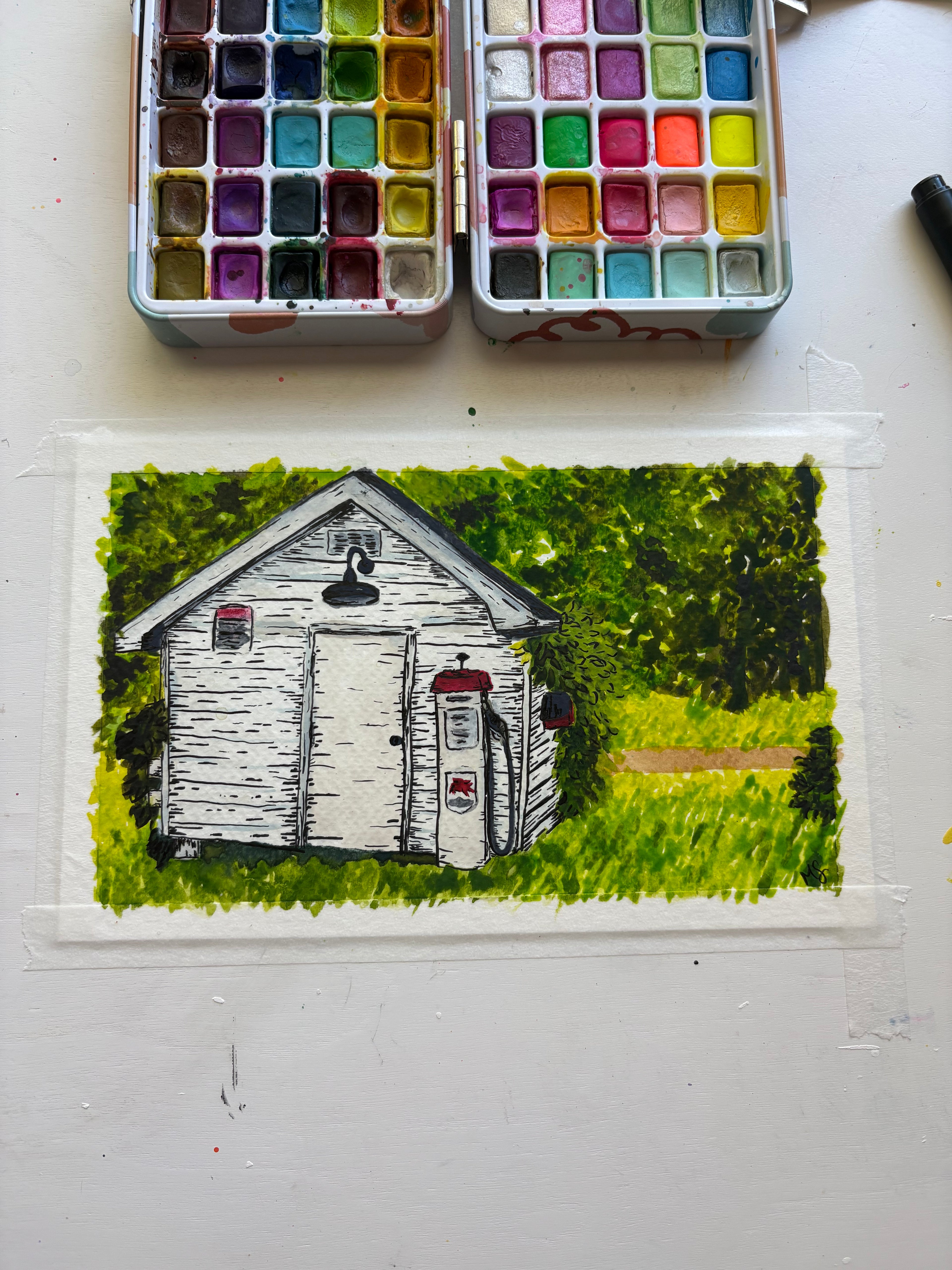 custom watercolor painting of house