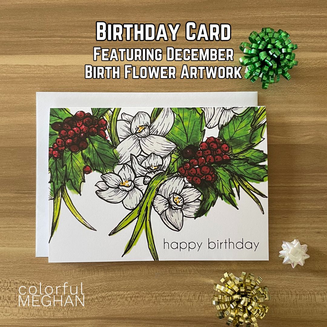 Birth Flower Birthday Card – Blank Inside