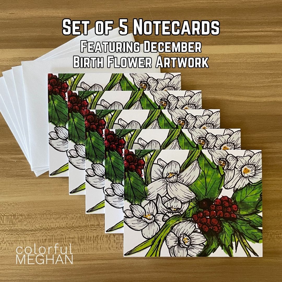 Birth Flower Notecards 5-Pack – Blank Inside