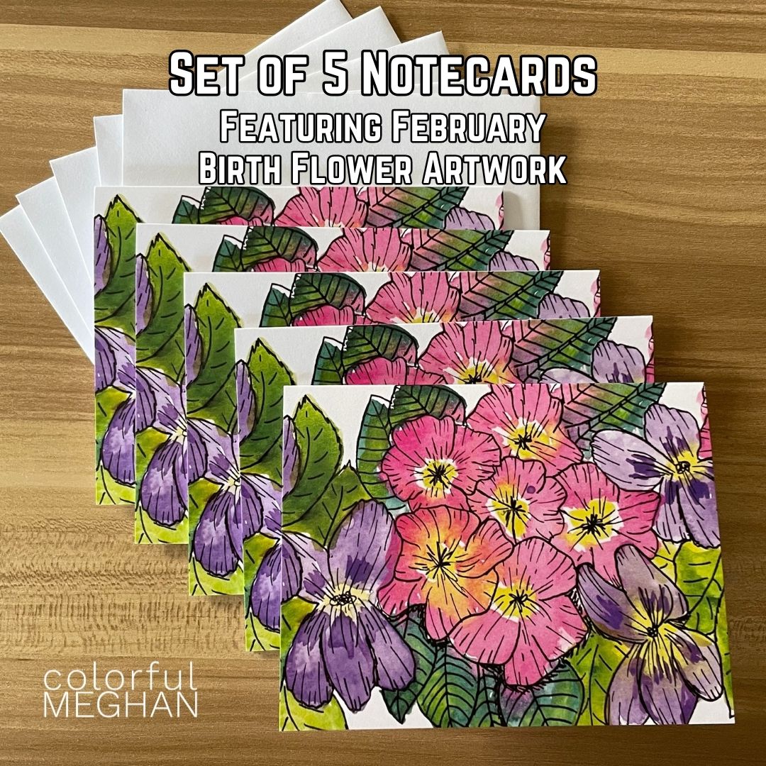 Birth Flower Notecards 5-Pack – Blank Inside