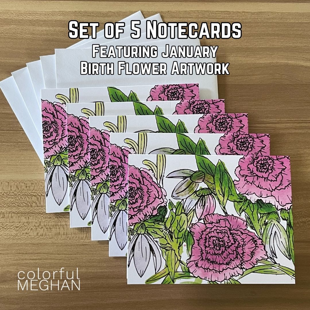 Birth Flower Notecards 5-Pack – Blank Inside