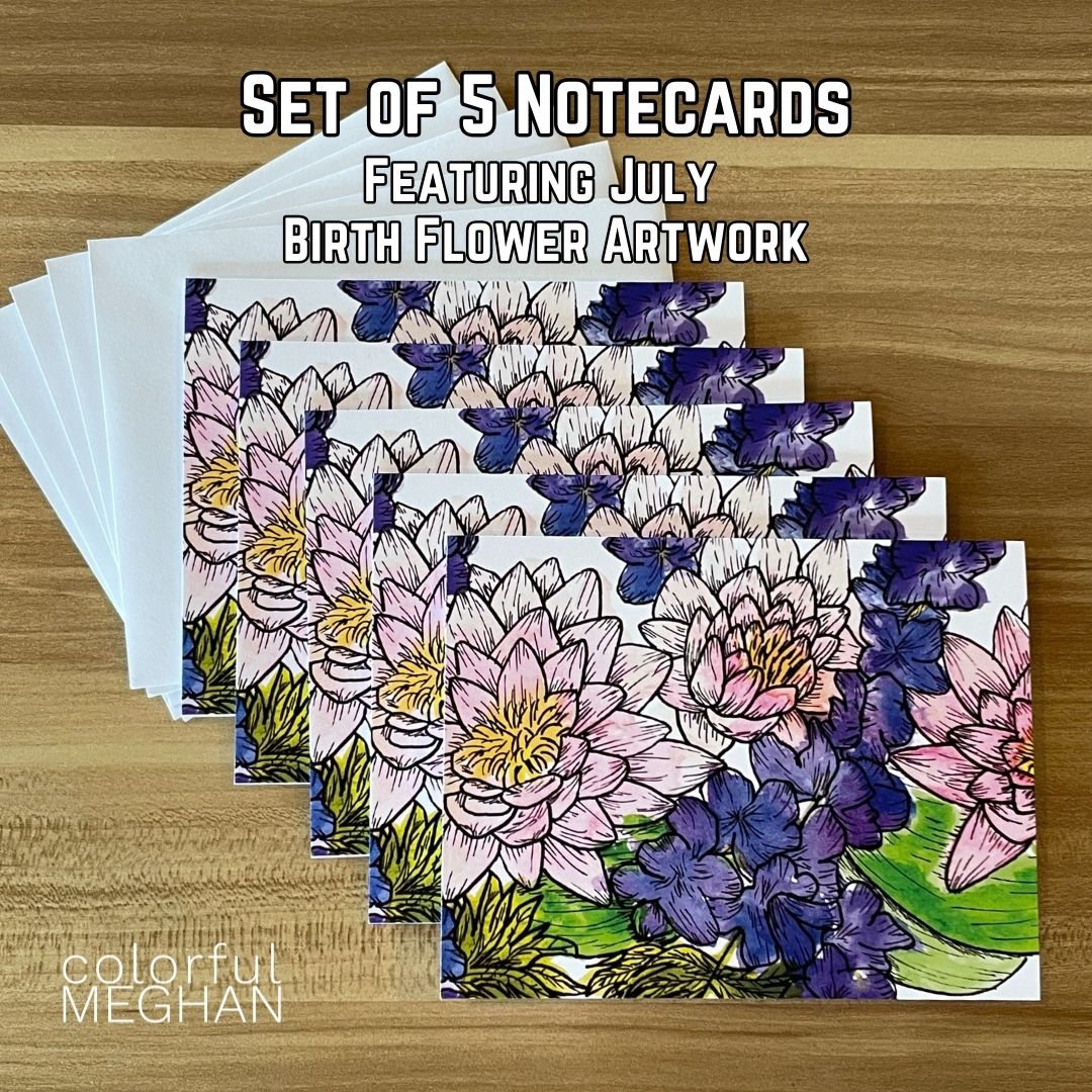 Birth Flower Notecards 5-Pack – Blank Inside