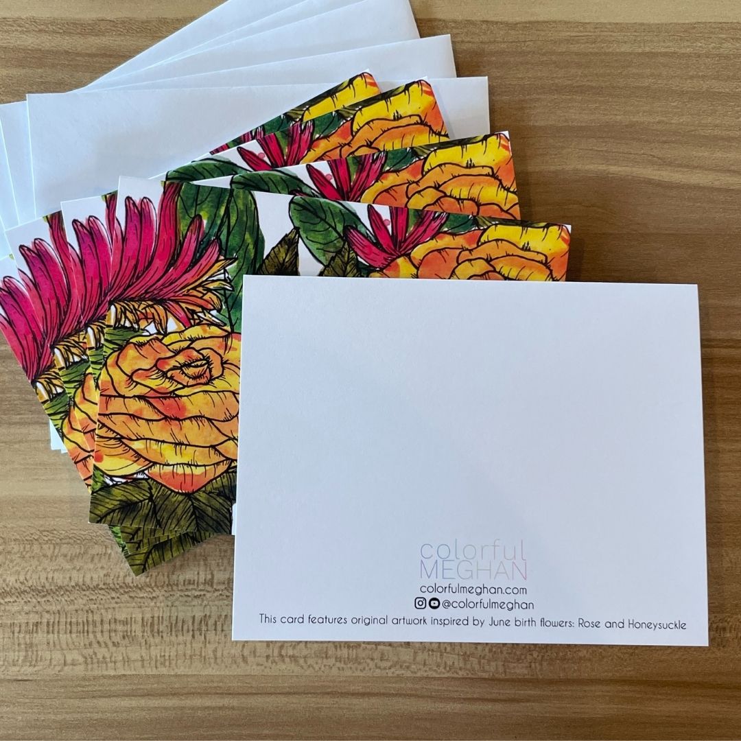 Birth Flower Notecards 5-Pack – Blank Inside