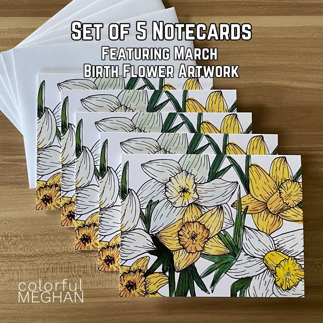 Birth Flower Notecards 5-Pack – Blank Inside