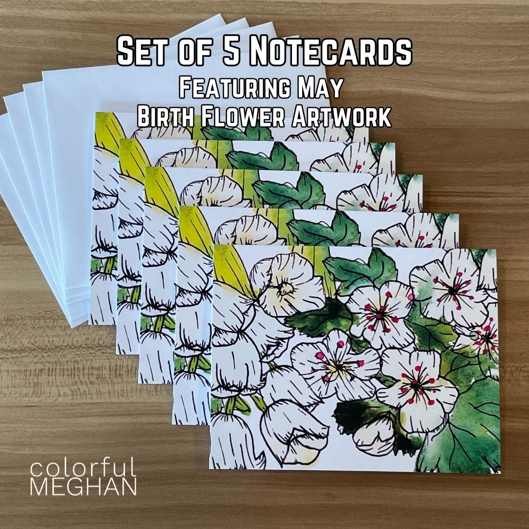 Birth Flower Notecards 5-Pack – Blank Inside