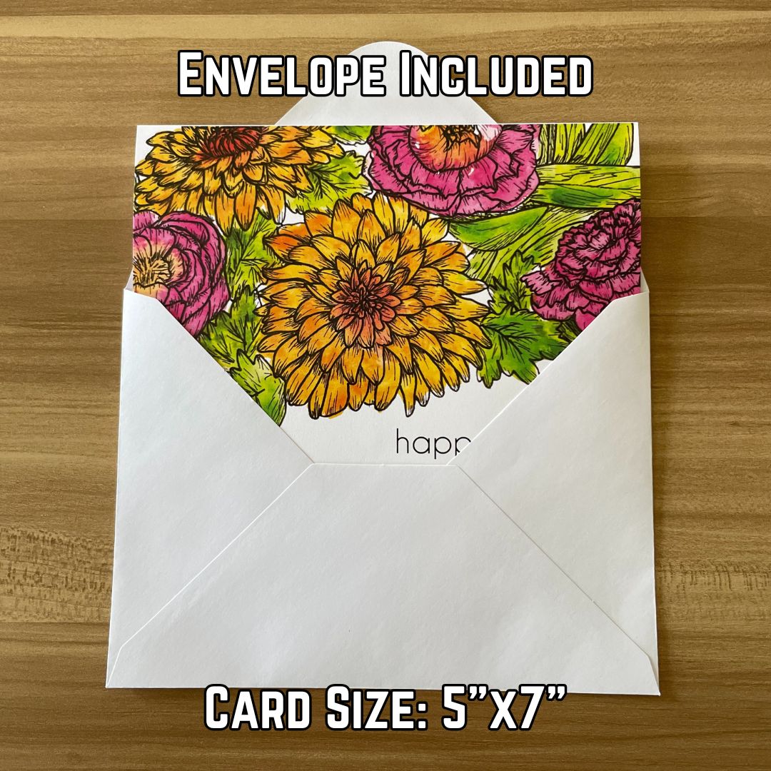 Birth Flower Birthday Card – Blank Inside