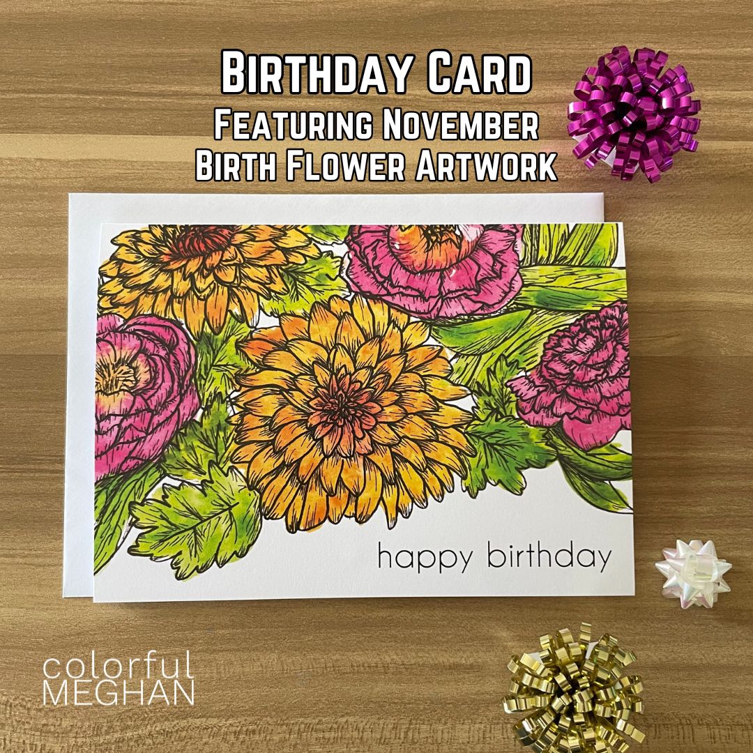 Birth Flower Birthday Card – Blank Inside