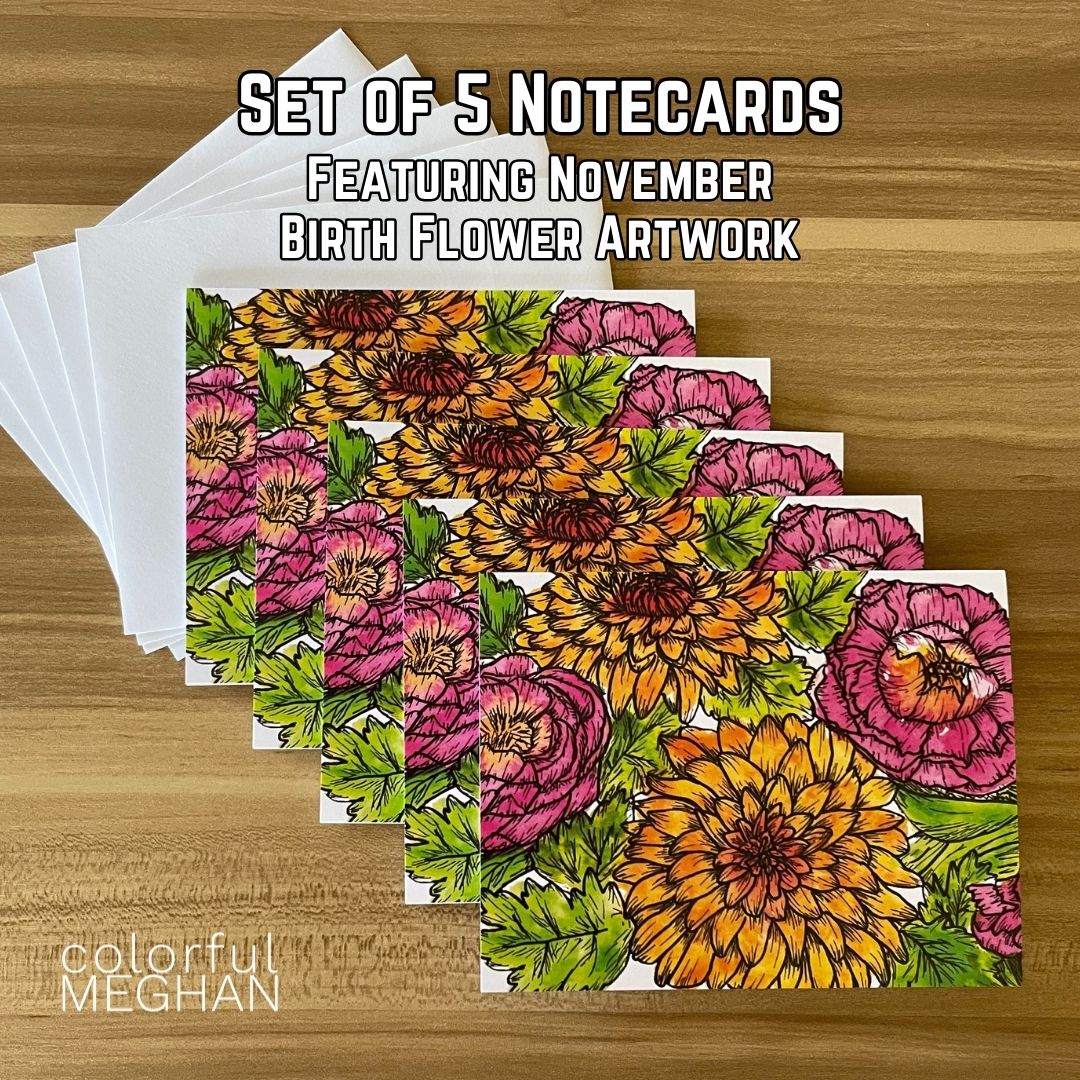 Birth Flower Notecards 5-Pack – Blank Inside