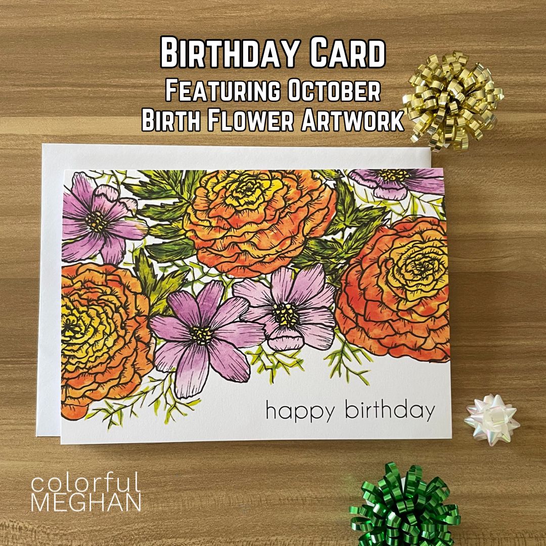 Birth Flower Birthday Card – Blank Inside