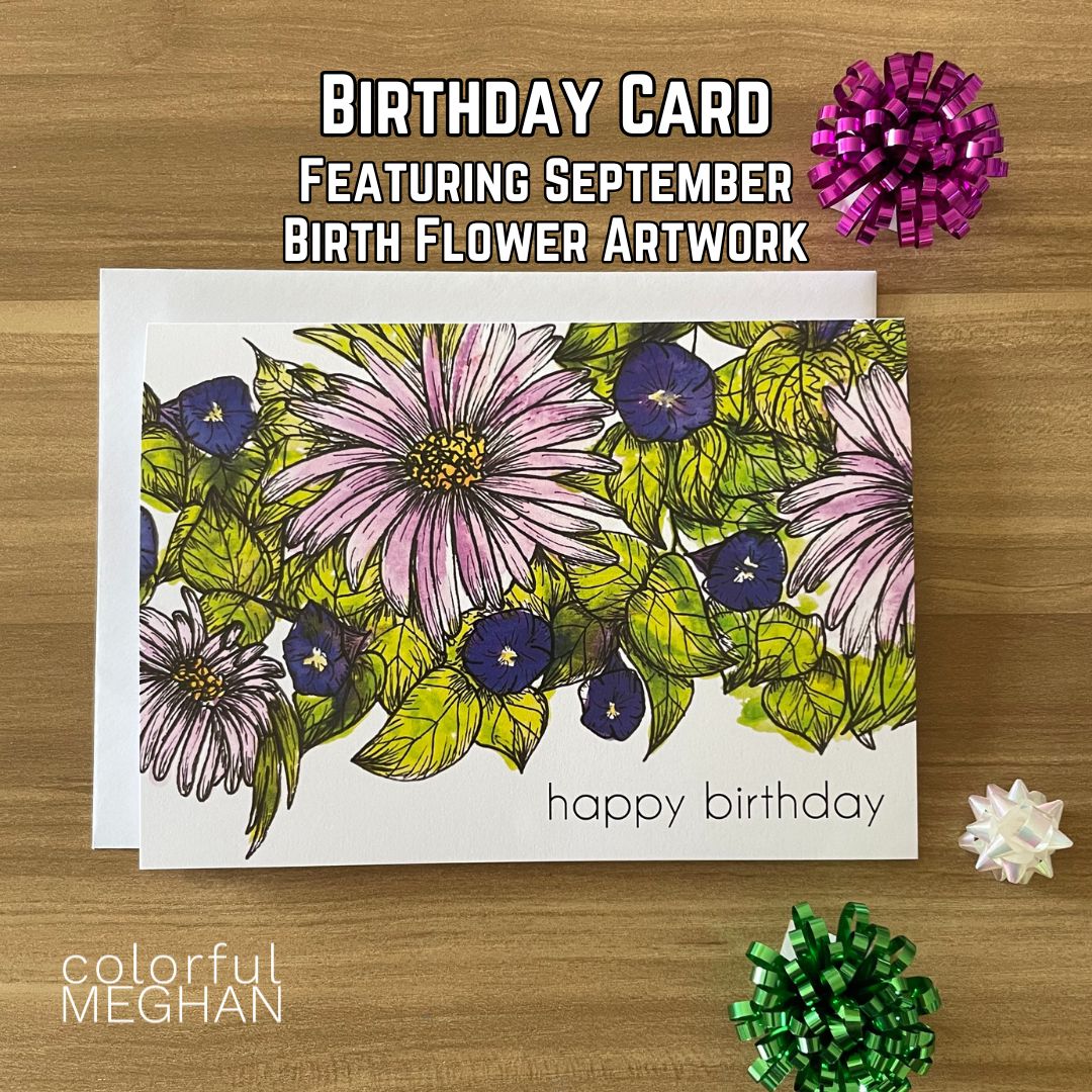 Birth Flower Birthday Card – Blank Inside