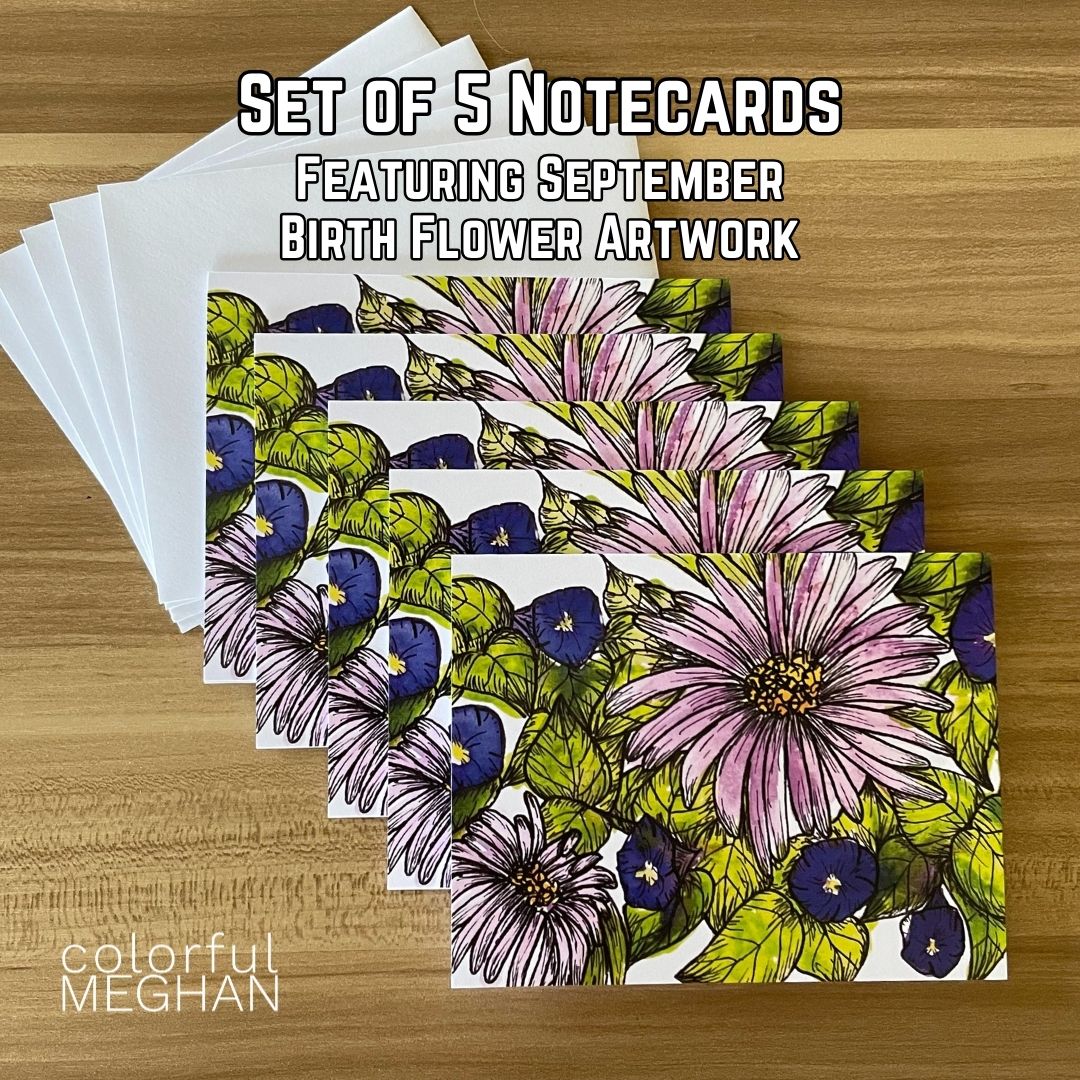 Birth Flower Notecards 5-Pack – Blank Inside