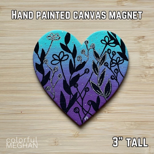 hand painted magnet with floral design
