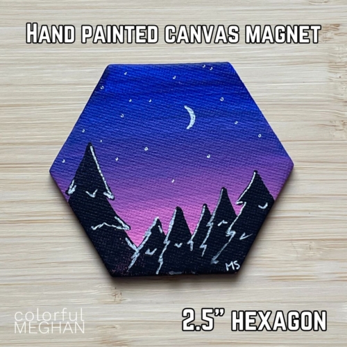 gradient night sky magnet - hexagon